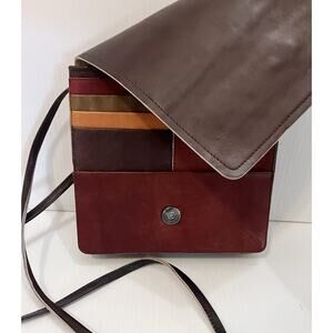 Leather Crossbody Bag Patchwork Color Block Messenger Wallet Purse Peru Artisan